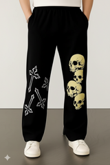 Gothcore Skull Print Relaxed-Fit Joggers