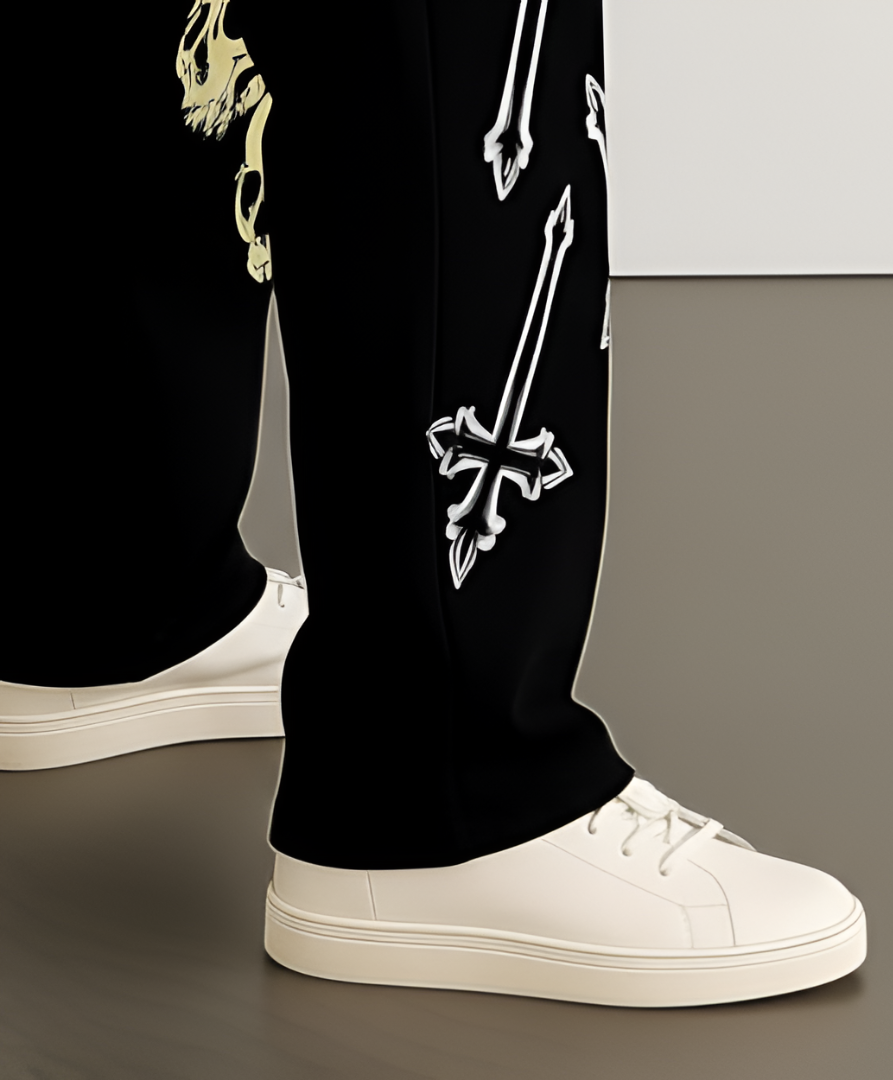 Gothcore Skull Print Relaxed-Fit Joggers