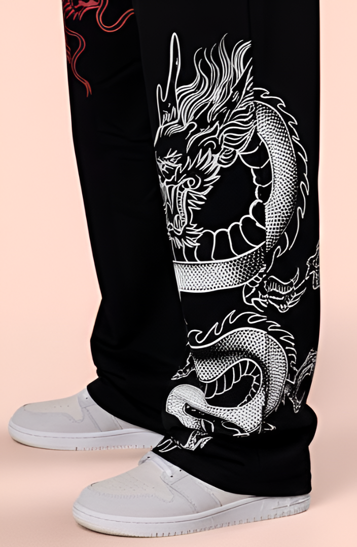 Dual Dragon Graphic Relaxed-Fit Joggers