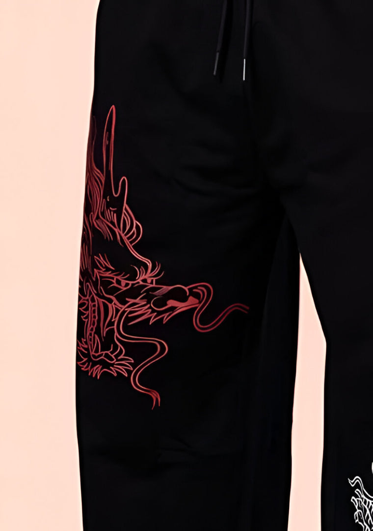 Dual Dragon Graphic Relaxed-Fit Joggers