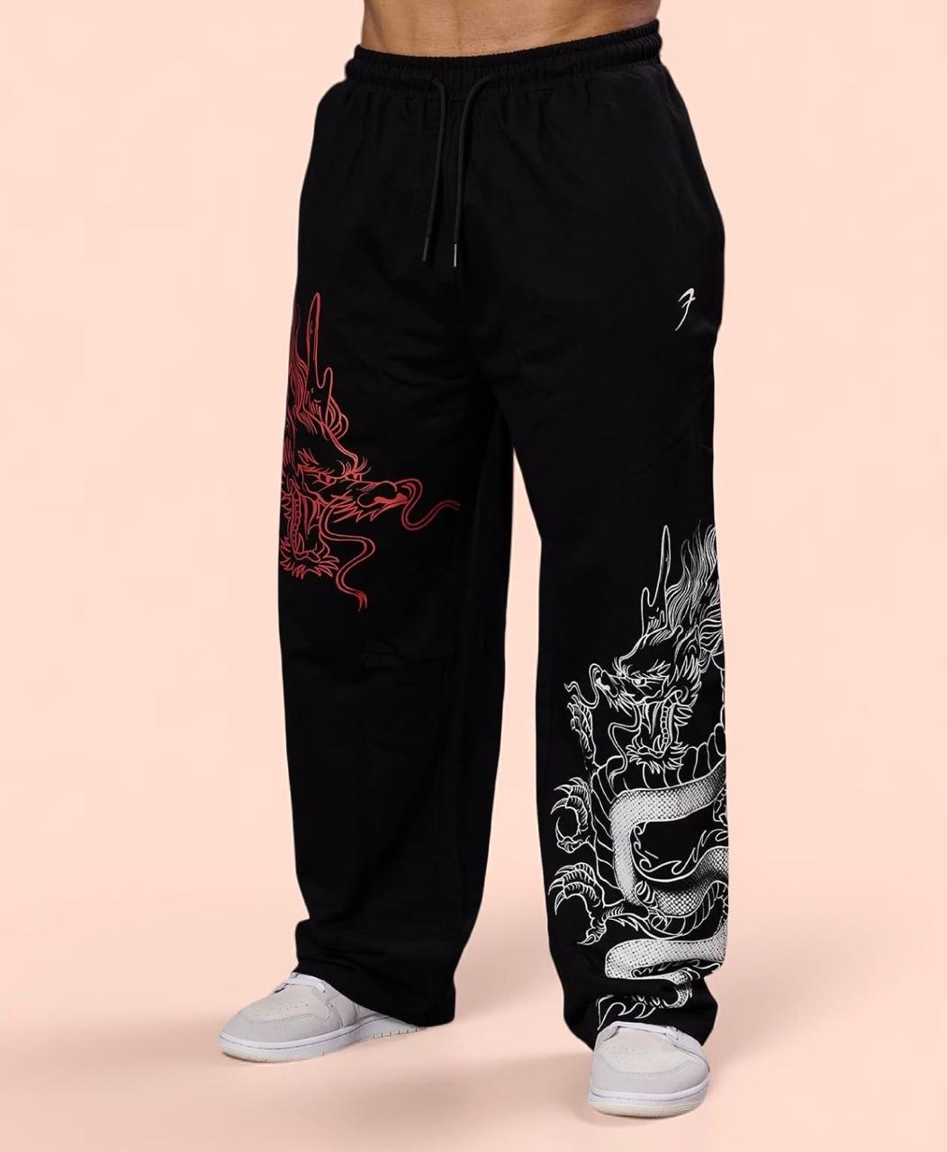 Dual Dragon Graphic Relaxed-Fit Joggers